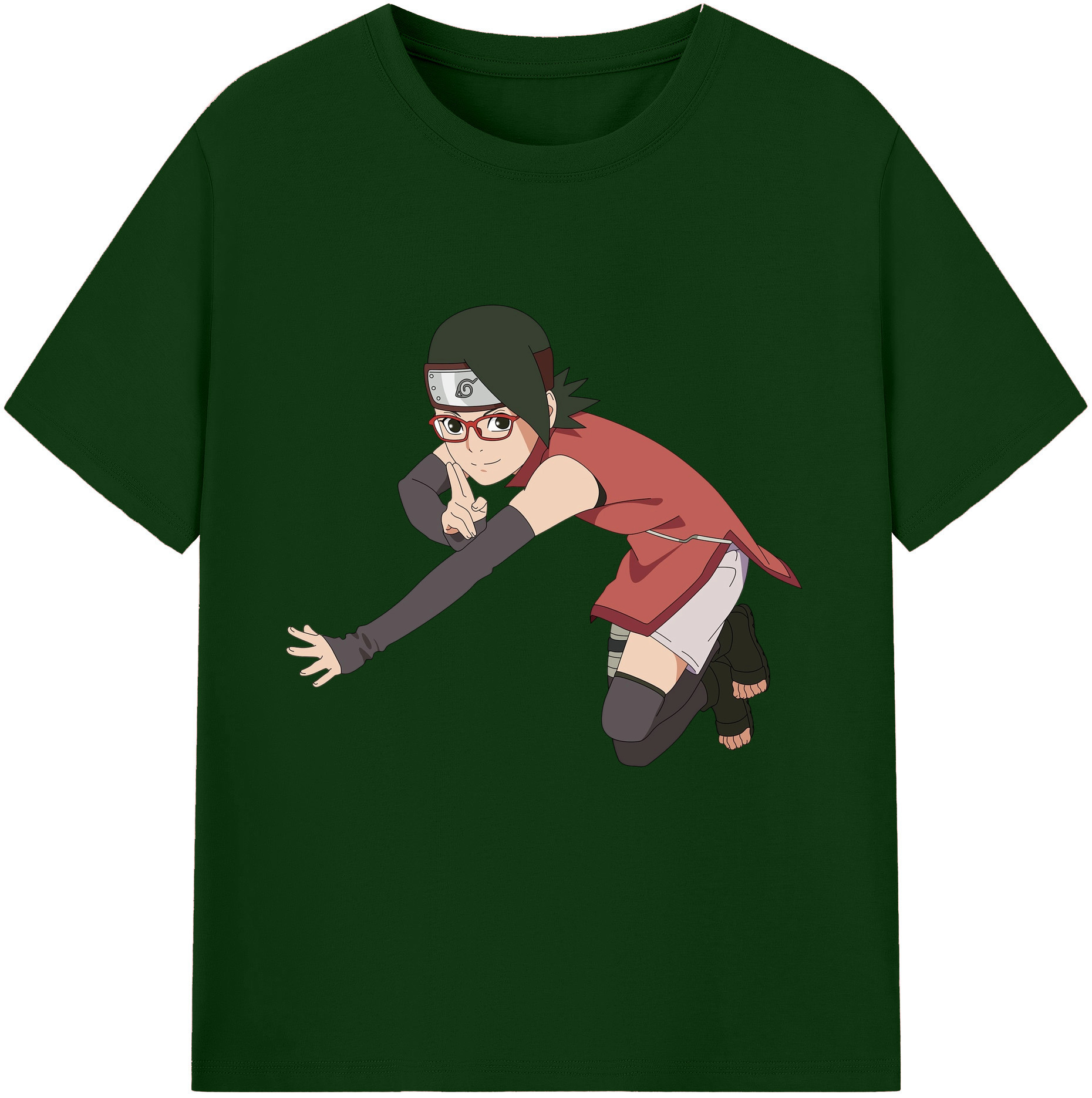 （画像用） NARUTO -ナルト- うちは サラダ Uchiha Sarada 綿100％半袖Tシャツ（フロントプリント）